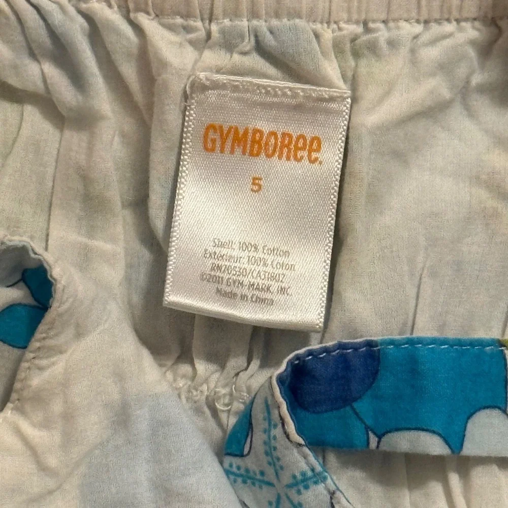 Gymboree Girls Blue Floral Tropical Fish Sea Shell Cotton Sundress Size 5